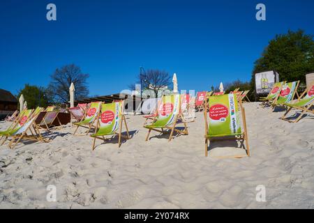 Die Strandbar am Elbufer in Magdeburg. Die Strandbar z Stockfoto