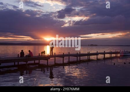 Sonnenuntergang am Steinhuder Meer, Niedersachsen, Deutschland, Europa Stockfoto