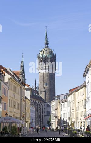 Blick auf die Schlosskirche Wittenberg, Sachsen-Anhalt, Deutschland, Europa Stockfoto