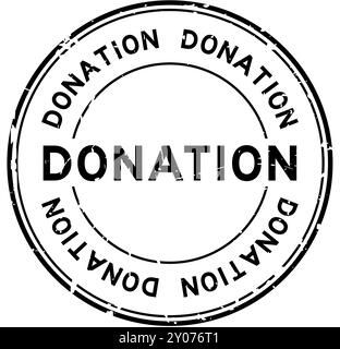 Grunge schwarzes Spendenwort runder Gummisiegelstempel auf weißem Hintergrund Stock Vektor