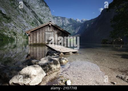 Der Obersee am Königssee bei Schönau im Berchtesgadener Land im Sommer Stockfoto