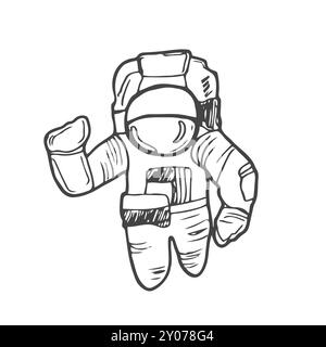 Handgezeichnetes Astronaut-Symbol im Doodle-Stil. Stock Vektor