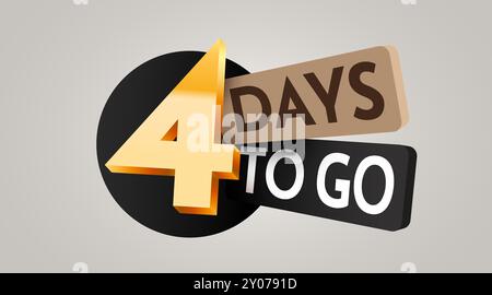 Noch 4 Tage. Countdown-Rabatte und Verkaufszeit. Noch vier Tage Zeichen, Etikett. Vektorabbildung Stock Vektor