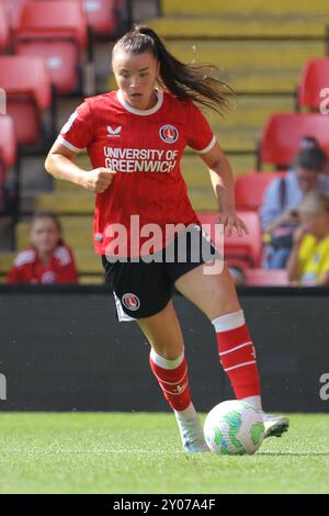 London, Großbritannien. September 2024. London, England, 1. September 2024: Jodie Hutton (12 Charlton Athletic) während des Freundschaftsspiels zwischen Charlton Athletic und Aston Villa at the Valley in London. (Jay Patel/SPP) Credit: SPP Sport Press Photo. /Alamy Live News Stockfoto