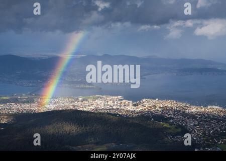 Blick vom Mount Wellington über Hobart in Tasmanien Stockfoto