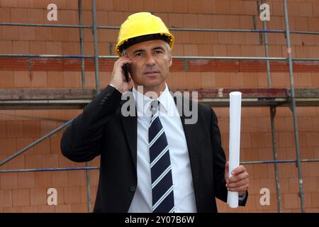 Architekt auf der Baustelle Stockfoto