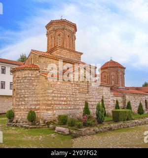 Nordmakedonien. Ohrid. St. Naum Klosterkirche auf blauem Himmel Hintergrund Stockfoto