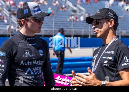 West Allis, Wi, USA. 31. August 2024. DAVID MALUKAS (66) (USA) aus Chicago, Illinois, bereitet sich auf die Qualifikation für die Hy-Vee Milwaukee Mile 250 auf der Milwaukee Mile in West Allis, WI vor. (Kreditbild: © Walter G. Arce Sr./ASP via ZUMA Press Wire) NUR REDAKTIONELLE VERWENDUNG! Nicht für kommerzielle ZWECKE! Stockfoto