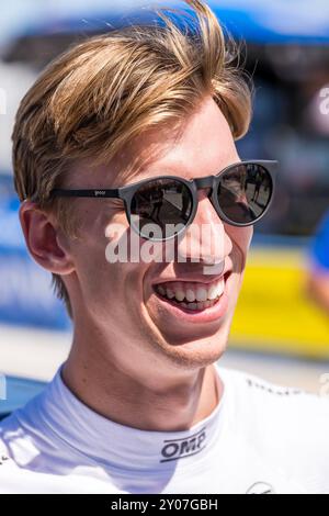 West Allis, Wi, USA. 31. August 2024. STING RAY ROBB (41) (USA) aus Payette, Idaho, bereitet sich auf die Qualifikation für die Hy-Vee Milwaukee Mile 250 auf der Milwaukee Mile in West Allis, WI vor. (Kreditbild: © Walter G. Arce Sr./ASP via ZUMA Press Wire) NUR REDAKTIONELLE VERWENDUNG! Nicht für kommerzielle ZWECKE! Stockfoto