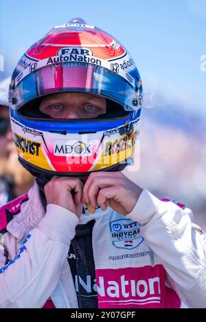 West Allis, Wi, USA. 31. August 2024. FELIX ROSENQVIST (60) (SWE) aus Varnamo, Schweden, bereitet sich auf die Qualifikation für die Hy-Vee Milwaukee Mile 250 auf der Milwaukee Mile in West Allis, WI vor. (Kreditbild: © Walter G. Arce Sr./ASP via ZUMA Press Wire) NUR REDAKTIONELLE VERWENDUNG! Nicht für kommerzielle ZWECKE! Stockfoto