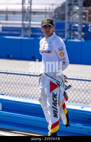 West Allis, Wi, USA. 31. August 2024. PIETRO FITTIPALDI (30) (USA) aus Miami, Florida, bereitet sich auf die Qualifikation für die Hy-Vee Milwaukee Mile 250 auf der Milwaukee Mile in West Allis, WI vor. (Kreditbild: © Walter G. Arce Sr./ASP via ZUMA Press Wire) NUR REDAKTIONELLE VERWENDUNG! Nicht für kommerzielle ZWECKE! Stockfoto