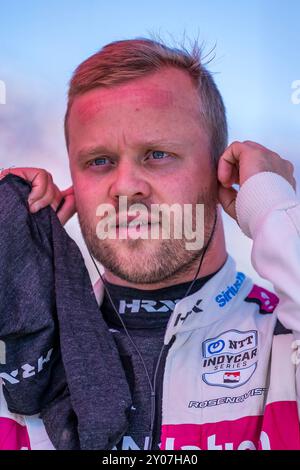 West Allis, Wi, USA. 31. August 2024. FELIX ROSENQVIST (60) (SWE) aus Varnamo, Schweden, bereitet sich auf die Qualifikation für die Hy-Vee Milwaukee Mile 250 auf der Milwaukee Mile in West Allis, WI vor. (Kreditbild: © Walter G. Arce Sr./ASP via ZUMA Press Wire) NUR REDAKTIONELLE VERWENDUNG! Nicht für kommerzielle ZWECKE! Stockfoto