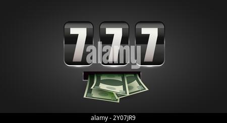 Spielautomat gewinnt den Jackpot. 777 großes Win-Konzept. Casino Jackpot. Vektorgrafik Stock Vektor