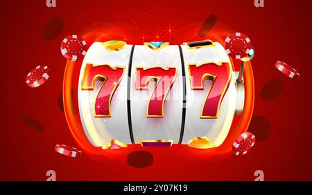 Spielautomat gewinnt den Jackpot. 777 großes Win-Konzept. Casino Jackpot. Vektorgrafik Stock Vektor