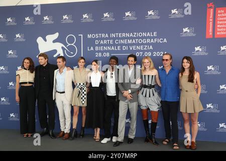 Venedig, Italien. September 2024. Hauptbesetzung des Films „der Brutalist“ posiert für den Fotoaufruf während des 81. Internationalen Filmfestivals in Venedig, Italien, 1. September 2024. Quelle: Li Jing/Xinhua/Alamy Live News Stockfoto