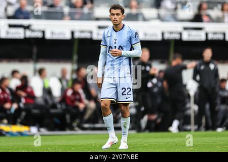 Newcastle, Großbritannien. September 2024. Brennan Johnson of Tottenham Hotspur während des Premier League-Spiels Newcastle United gegen Tottenham Hotspur im St. James's Park, Newcastle, Vereinigtes Königreich, 1. September 2024 (Foto: Mark Cosgrove/News Images) in Newcastle, Vereinigtes Königreich am 1. September 2024. (Foto: Mark Cosgrove/News Images/SIPA USA) Credit: SIPA USA/Alamy Live News Stockfoto