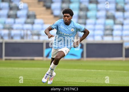 Manchester, Großbritannien. September 2024. Jaden Heskey von Manchester City während des U23-Spiels der Premier League 2 Manchester City gegen Everton im Joie Stadium, Manchester, Vereinigtes Königreich, 1. September 2024 (Foto: Cody Froggatt/News Images) in Manchester, Vereinigtes Königreich am 1. September 2024. (Foto: Cody Froggatt/News Images/SIPA USA) Credit: SIPA USA/Alamy Live News Stockfoto