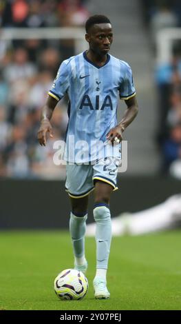 St. James's Park, Newcastle am Sonntag, 1. September 2024. Tottenham Hotspur's Pape Matar Sarr während des Premier League-Spiels zwischen Newcastle United und Tottenham Hotspur im St. James's Park, Newcastle am Sonntag, den 1. September 2024. (Foto: Michael Driver | MI News) Credit: MI News & Sport /Alamy Live News Stockfoto