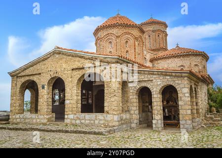 Nordmakedonien. Ohrid. St. Naum Klosterkirche auf blauem Himmel Hintergrund Stockfoto