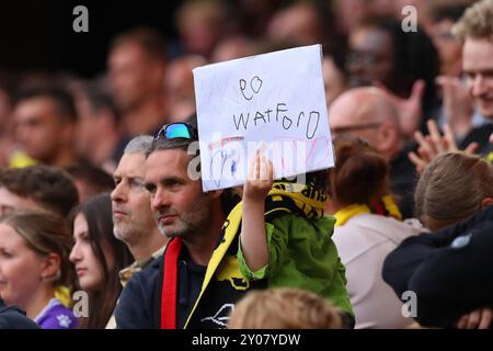 Sheffield, Großbritannien. September 2024. Watford Fans beim SKY Bet EFL Championship-Spiel von Sheffield United FC gegen Watford FC in der Bramall Lane, Sheffield, England, Großbritannien am 1. September 2024 Credit: Every Second Media/Alamy Live News Stockfoto