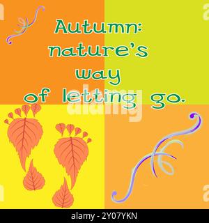 Das lebendige Bild fängt das Wesen des Herbstes mit einem warmen, zweifarbigen orange-gelben Hintergrund ein, der das Gefühl gemütlicher Herbsttage weckt. Im Cent Stock Vektor