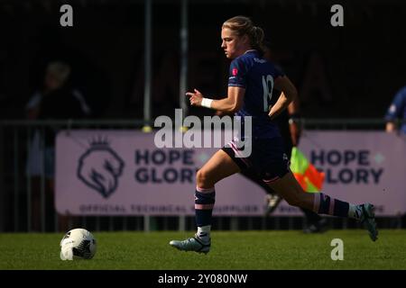 London, Großbritannien. September 2024. EDE Buchele (19 Dulwich Hamlet) im Spiel der FA Womens National League Division One South East zwischen Dulwich Hamlet und Ashford bei Champion Hill. Quelle: Liam Asman/Alamy Live News Stockfoto