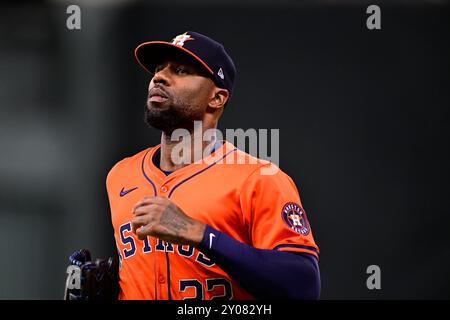 Houston Astros Right Fielder Jason Heyward (22) während des MLB-Baseballspiels zwischen den Kansas City Royals und den Houston Astros am 30. August 2024 Stockfoto