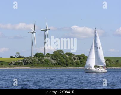 Windkraft im Flensburger Fjord Stockfoto