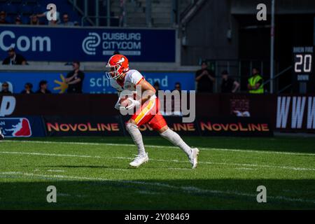 Rhein Fire vs. Madrid Bravos, American Football, European League of Football (elf), Wild Card Game, Saison 2024, 01.09.2024 Foto: Eibner-Pressefoto/Justin Derondeau Stockfoto