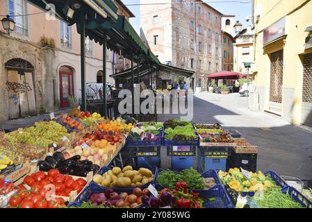 Pisa, Italien. September 2023. Obst- und Gemüsemarkt in Pisa, Toskana Stockfoto