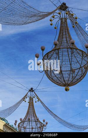 Weihnachtsbeleuchtung in der Fußgängerzone Graben, Wien, Österreich, Europa Stockfoto