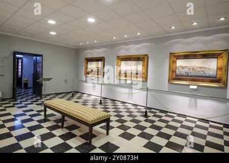 Museo Militar de Menorca, antiguo cuartel de Cala Corb, plaza Central de es Castell, construido por los britanicos en 1771, Menorca, balearen, Stockfoto