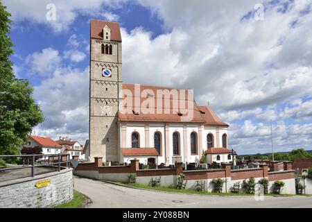 Pfarrkirche der Verkündigung in Leeder Oberbayern. Kirche in Leeder oberbayern Stockfoto