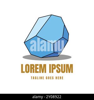 Einfache Minimalistische Geometrische Blaue Edelstein Stein Felsen Icon Illustration Design Vektor Stock Vektor