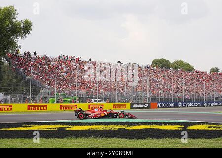 Monza, Italien. September 2024. Motorsport: Formel-1-Weltmeisterschaft, Grand Prix von Italien, Rennen Carlos Sainz aus Spanien vom Team der Scuderia Ferrari ist in Monza auf der Strecke. Quelle: Hasan Bratic/dpa/Alamy Live News Stockfoto