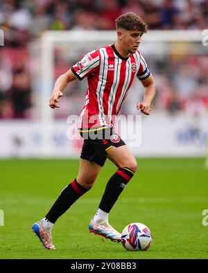 Oliver Arblaster von Sheffield United während des Sky Bet Championship Matches in der Bramall Lane, Sheffield Bilddatum: Sonntag, 1. September 2024. Stockfoto