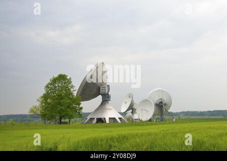 Erdstation Raisting in Bayern. Erdstation Raisting Stockfoto