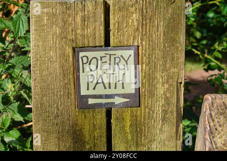 Poetry Path Schild in der Nähe von Kirkby Stephen, Cumbria Stockfoto