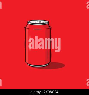 Eine rote Soda-Dose auf rotem Hintergrund Stock Vektor