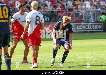 Utrecht, Niederlande. September 2024. UTRECHT, NIEDERLANDE - 1. SEPTEMBER: SEM Steijn vom FC Twente sieht niedergeschlagen aus, nachdem er beim niederländischen Eredivisie-Spiel zwischen dem FC Utrecht und dem FC Twente am 1. September 2024 im Stadion Galgenwaard in Utrecht, Niederlande, eine Chance verpasst hat. (Foto: Ben Gal/Orange Pictures) Credit: dpa/Alamy Live News Stockfoto