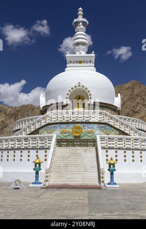 Shanti Stupa in der Nähe von Leh, Ladakh, Indien, Asien Stockfoto