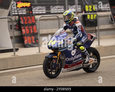 24 Ramirez Marcos MOTO2 (MRAM) SPA OnlyFans American Racing Team KALEX während des Moto Grand Prix GoPro des Aragon Grand Prix Rennens MotoGP Sunday, MotoGP of Spain auf dem Motorland Circuit in Alcaniz am 1. September 2024 in Alcaniz, Spanien. Stockfoto