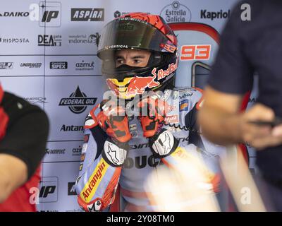 Während des Moto Grand Prix GoPro des Aragon Grand Prix Race MotoGP Sonntag, MotoGP von Spanien auf dem Motorland Circuit in Alcaniz am 1. September 2024 in Alcaniz, Spanien. Stockfoto