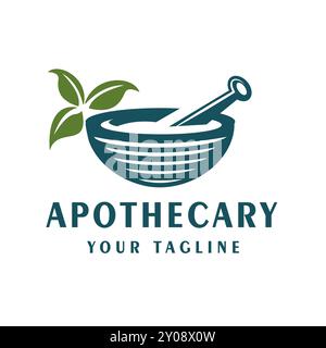 Vintage Retro-Logo-Design für die traditionelle pflanzliche Medizin-Apotheke. Für traditionelle Medizin- und Pharmazie-Unternehmen. Stock Vektor