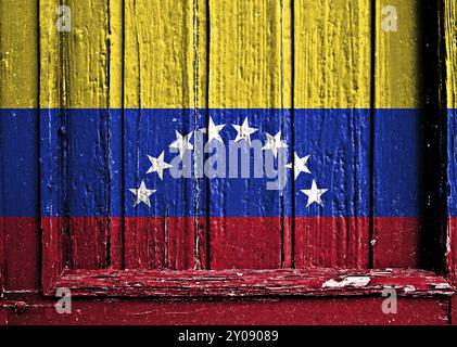 Flagge Venezuelas auf Holzrahmen gemalt Stockfoto