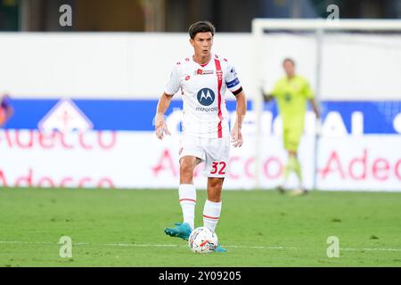 Florenz, Italien. September 2024. Matteo Pessina von AC Monza während des Spiels der Serie A Enilive zwischen ACF Fiorentina und AC Monza im Stadio Artemio Franchi am 1. September 2024 in Florenz. Quelle: Giuseppe Maffia/Alamy Live News Stockfoto