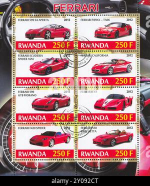 RUANDA - CIRCA 2012: Stempel gedruckt von Ruanda, zeigt Ferrari, ca. 2012 Stockfoto