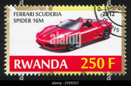 RUANDA - CIRCA 2012: Stempel gedruckt von Ruanda, zeigt Ferrari, ca. 2012 Stockfoto