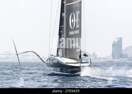 Barcelona, Spanien. September 2024. NYYC American Magic (USA) während des America's Cup - Louis Vuitton Cup - Round Robin 1 & 2, Segelrennen in Barcelona, Spanien, 01. September 2024 Credit: Independent Photo Agency Srl/Alamy Live News Stockfoto