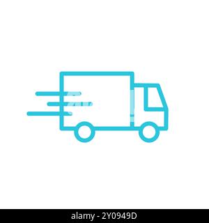 Symbol für den schnellen Transport des Lkws. Isoliert auf weißem Hintergrund. Aus blauer Symbolgruppe. Stock Vektor